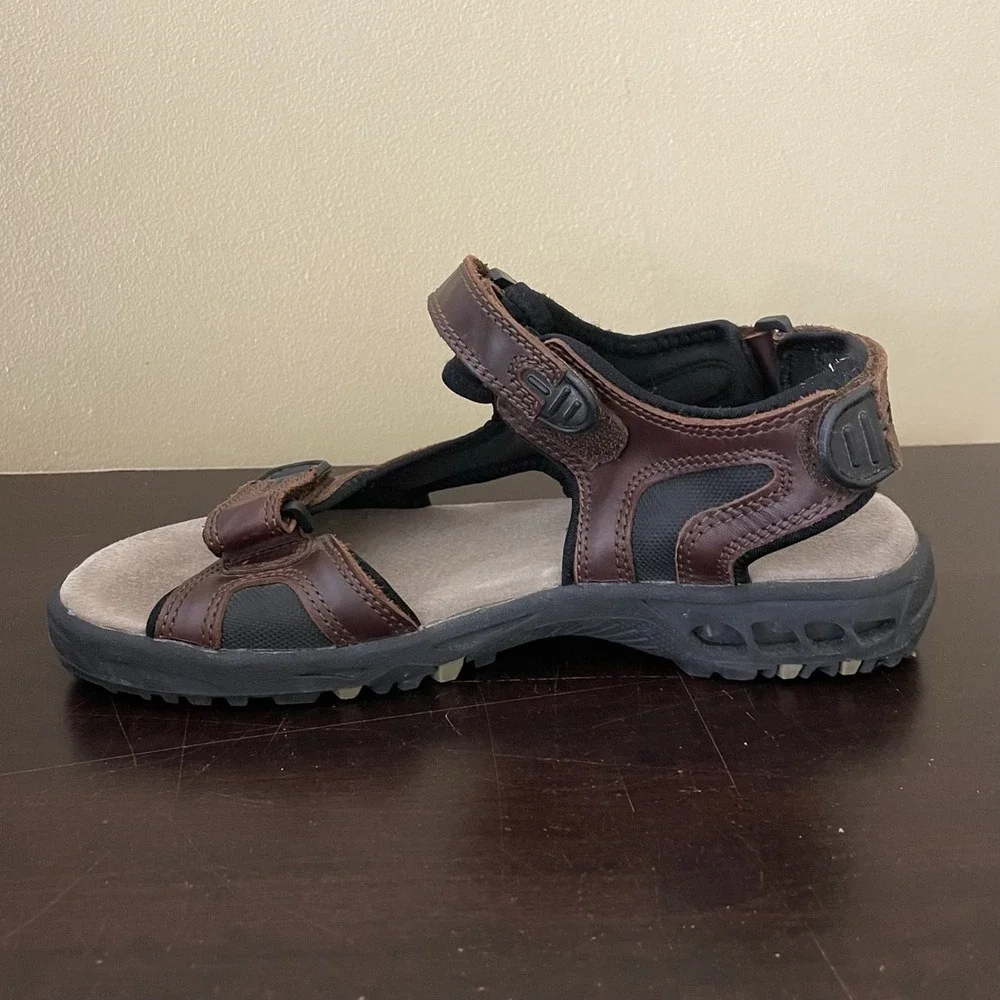 Covington Mens All Terrain Performance‎ Brown Leather Hiking Sport Sandals